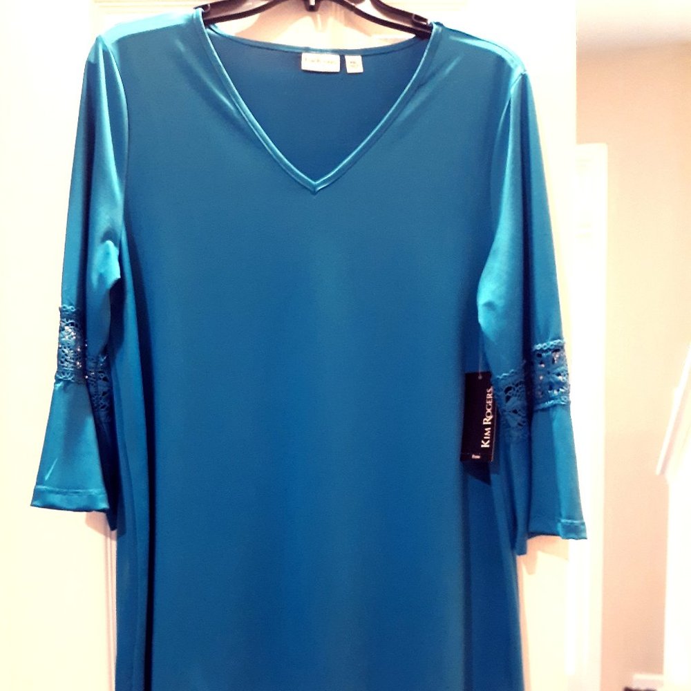 V-Neck Blue Long Sleeve Top